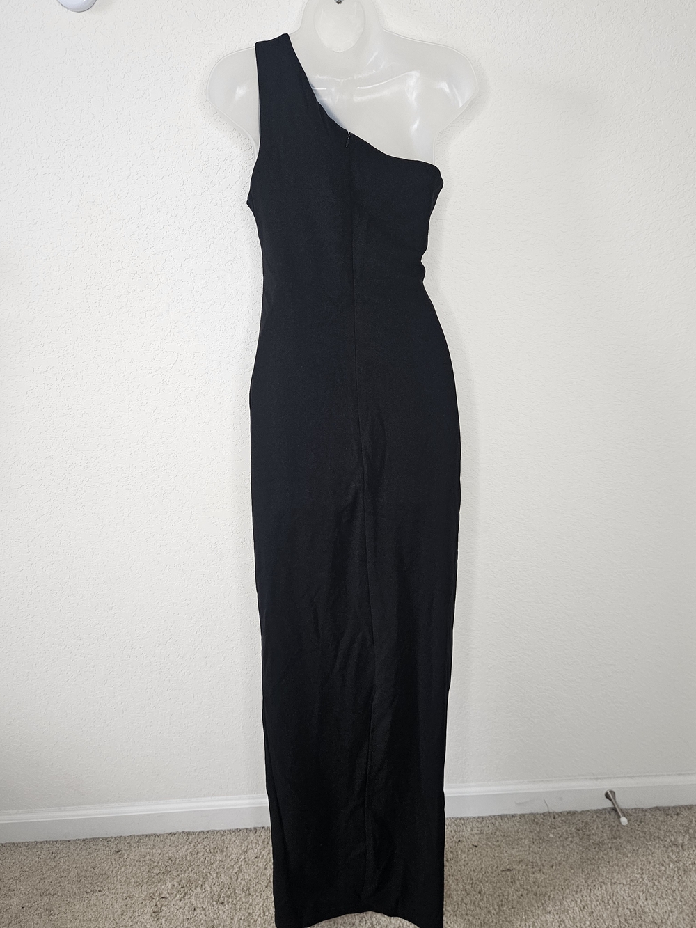 YH & Co Criselda One Shoulder Maxi Dress Black Formal Gown Size 8 NWT - Picture 12 of 15